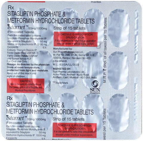 ISTAMET 50/1000 TAB - Strip of 10 tablets
