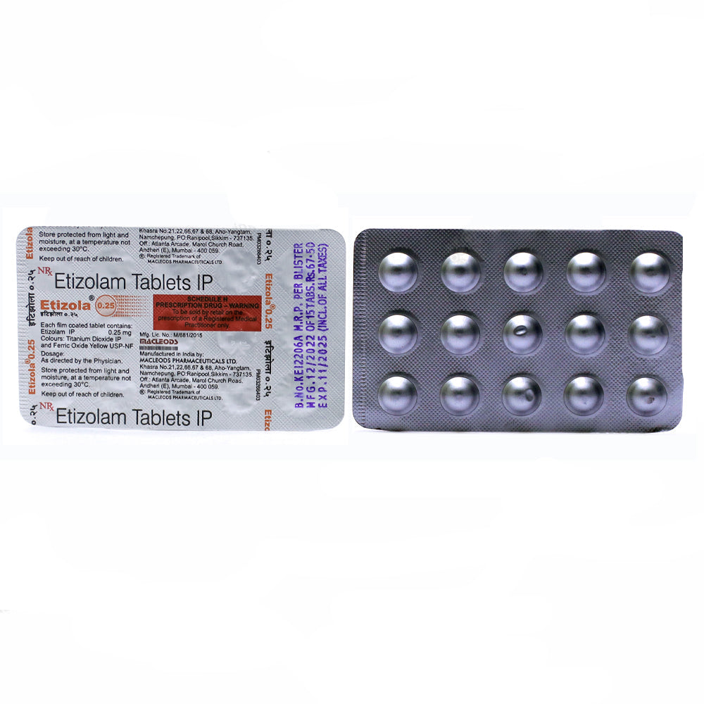ETIZOLA 0.25MG TAB - Strip of 10 tablets