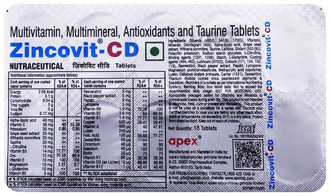 ZINCOVIT-CD TAB - Strip of 15 tablets