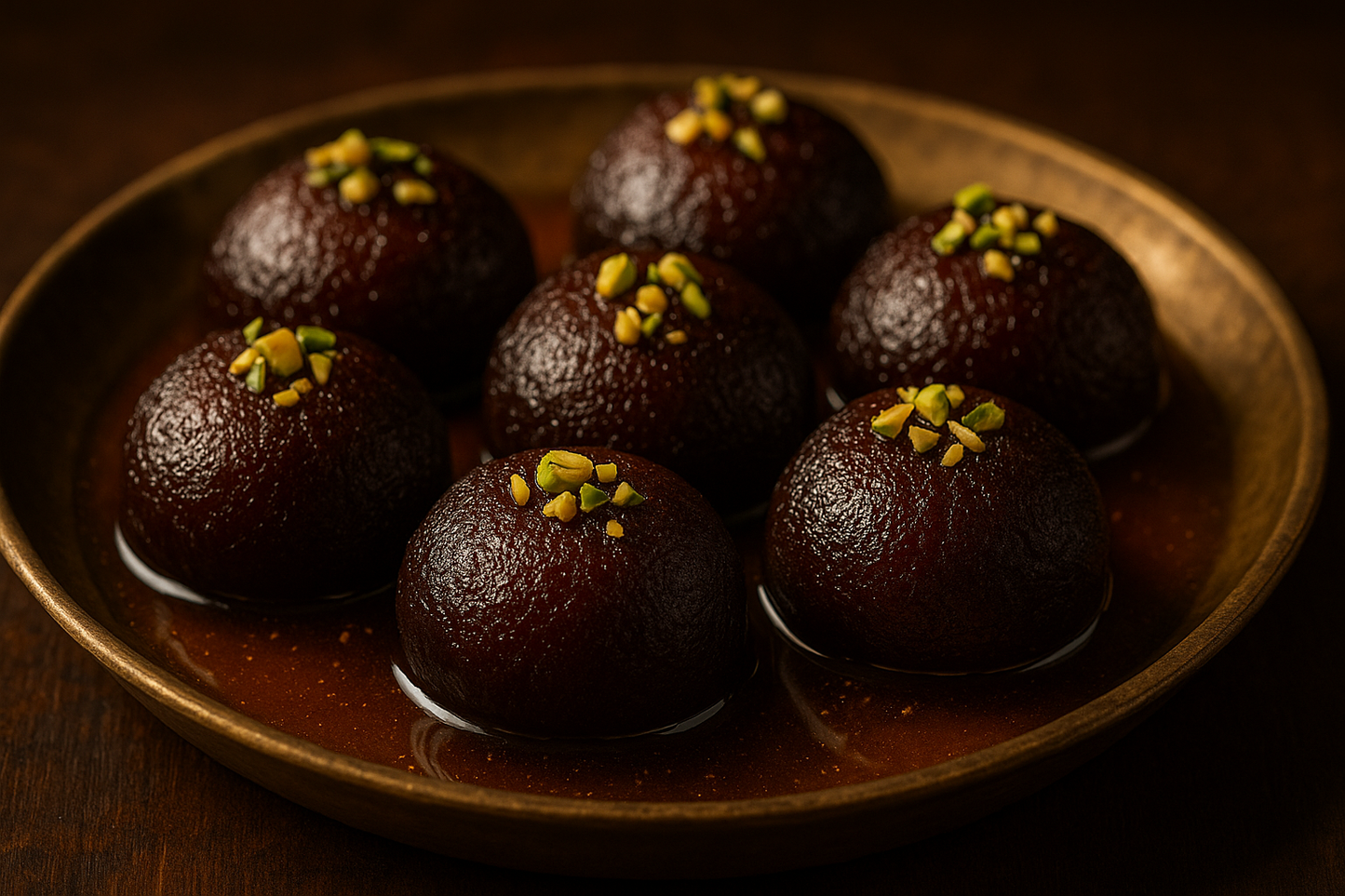 Dark, rich Kalo Jamun with deep caramelized flavor. Made with khoya and soaked in thick sugar syrup. A specialty of Sweet Bengal Siliguri.