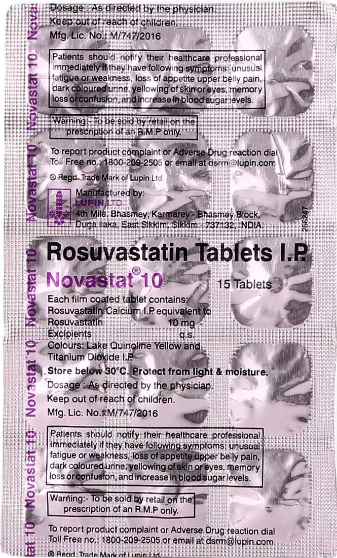 NOVASTAT 10 TAB - Strip of 10 tablets