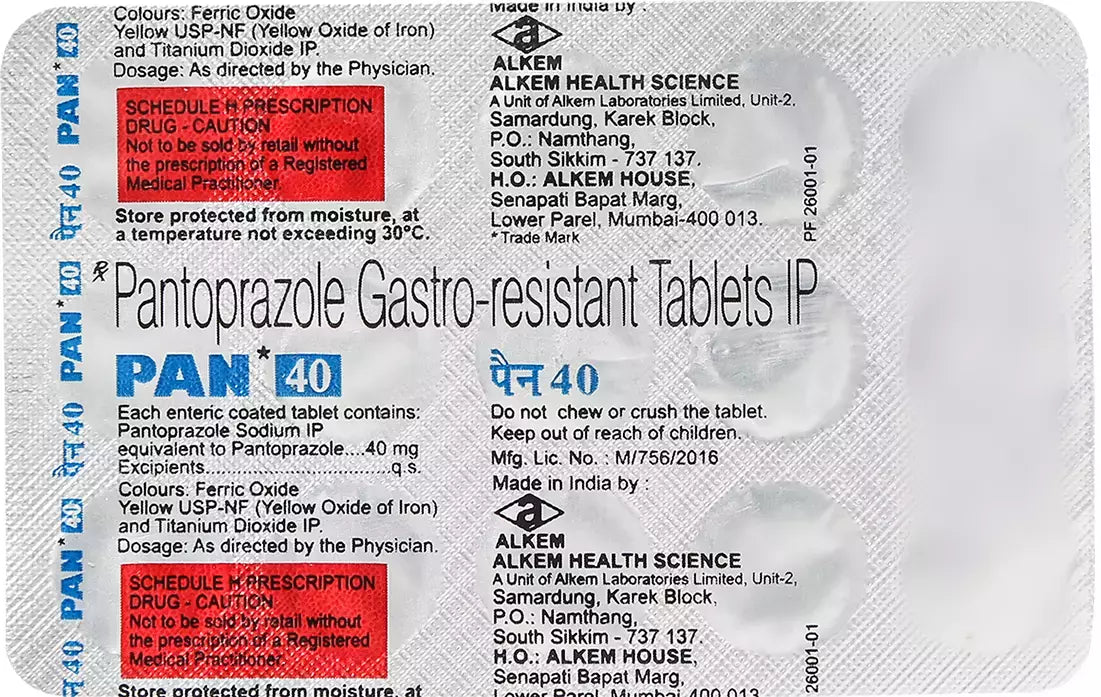 PAN 40 TAB - Strip of 15 tablets