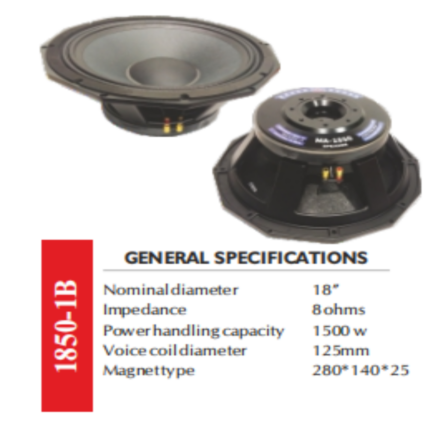 UNEFEX , 18 Inch High Power PA Speaker Driver – 1500W, 8 Ohm, Heavy Magnet (1850-IB),Professional Grade Woofer for DJ, PA Systems & Stage Sound