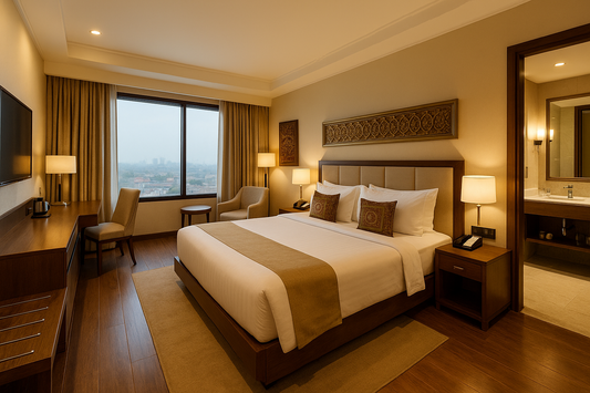 Deluxe Room at Hotel Pearl Howrah
Spacious deluxe room in Howrah with premium amenities.
