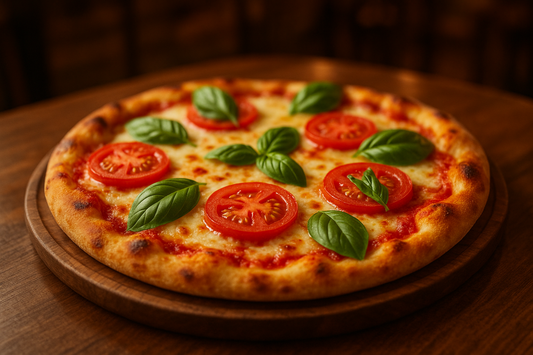 Margherita Pizza at Taste Kolkata\
Classic Margherita pizza with fresh tomatoes.\
