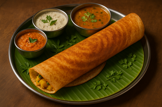 Masala Dosa at South Taste Durgapur\
Crispy masala dosa with chutney and sambar.\
