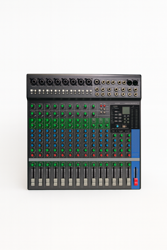 UNE-FEX Mixer , ST8 (8 CHANNEL MIXER) — GENERAL SPECIFICATIONS ,8 mic Input, 1 Aux, 7 Band Stereo Graphic Equalizer, Reverb, Delay, Digital Mp3 Player With Recording amp; USB, Phono, Fx Out