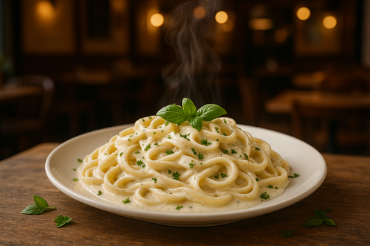 Pasta Alfredo at Italian Cafe Asansol\
Creamy Alfredo pasta with herbs.\
