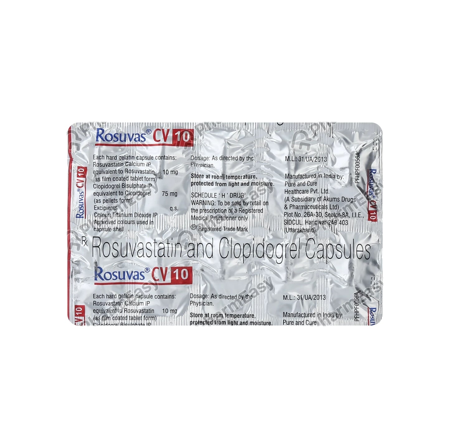 ROSUVAS CV-10 - Strip of 10 capsules