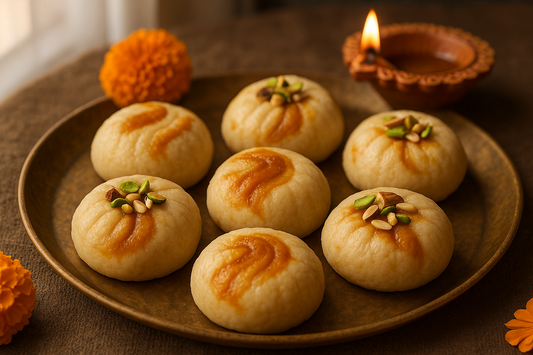 Seasonal specialty made with date palm jaggery. Available only in winter months. Rich, earthy sweetness of nolen gur in creamy sandesh form.