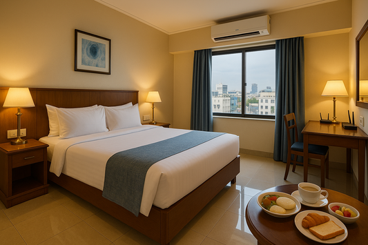 Standard Room at Hotel Sapphire Kolkata
Comfortable standard room in Kolkata with AC, WiFi, and breakfast options.
